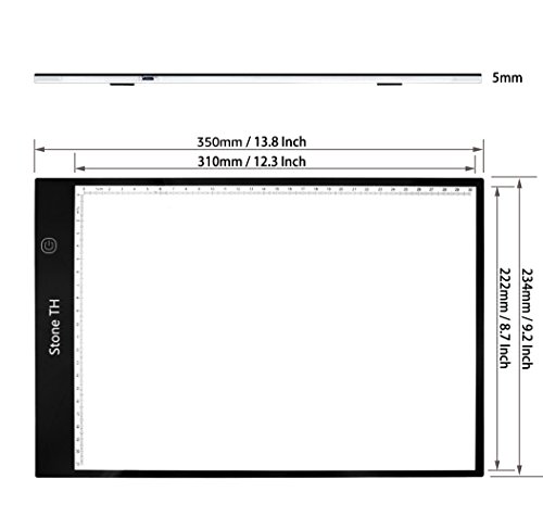 Mesa de Luz Dibujo A4, LED Tableta de Luz de Iluminación de la Caja de Alimentación Micro USB Ideal para Animacion Tatoo Dibuja