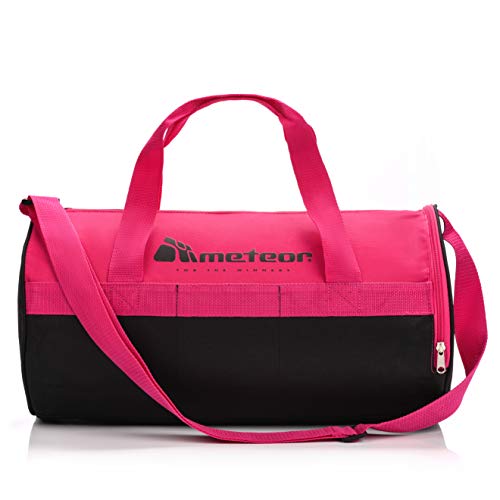 meteor Bolsa Deporte Viaje Gimnasio con Compartimento Separado para Zapatos Duffle Bag para Hombre Mujer Ultraligera Plegable Bolsa Deportiva 25 L Yoga Bolsa Fin de Semana (Rosa/Negro, 25 L)