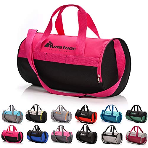 meteor Bolsa Deporte Viaje Gimnasio con Compartimento Separado para Zapatos Duffle Bag para Hombre Mujer Ultraligera Plegable Bolsa Deportiva 25 L Yoga Bolsa Fin de Semana (Rosa/Negro, 25 L)