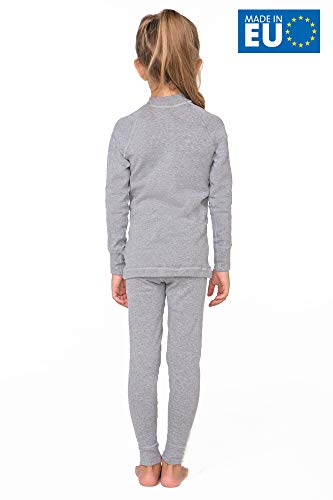 meteor Conjunto Ropa Interior Térmica para Niños - Camiseta de Manga Larga y Pantalón - Set Infantil Elástico para Esquí Snowboard Acampada y Senderismo para Niño y Niña (128-134 cm, Gris)