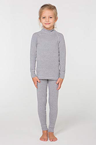 meteor Conjunto Ropa Interior Térmica para Niños - Camiseta de Manga Larga y Pantalón - Set Infantil Elástico para Esquí Snowboard Acampada y Senderismo para Niño y Niña (128-134 cm, Gris)