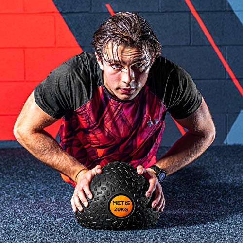 METIS Slam Ball Balones Lastrados 3kg – 20kg | Balones Medicinales de Bajo Rebote para Entrenamiento de Fuerza Central y Musculación | Balón de Fitness para Gimnasio en Casa (20 KG)