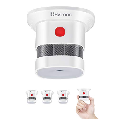 Mini Detector de Alarma de Humo HEIMAN, Batería de por Vida con batería de 10 años, Premio Reddot, Certificado CE, Detector de Incendios fotoeléctrico Independiente para el hogar (3 Unidades)