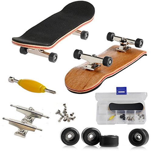 Mini Diapasón, Patineta de Dedos Profesional Maple Wood DIY Assembly Skate Boarding Toy Juegos de Deportes Regalo de Navidad Para Niños (Negro)