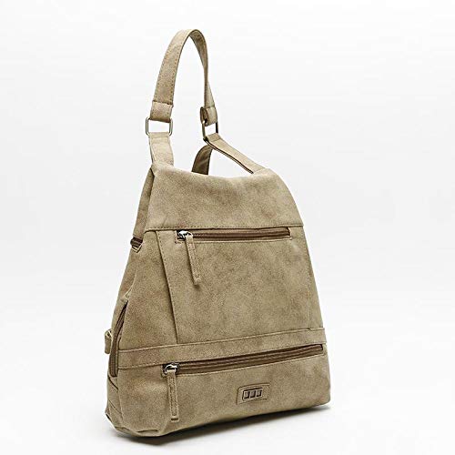 Misako - Mochila NILI Polipiel Efecto Antelina Camel | Mochila MSK Símil Piel