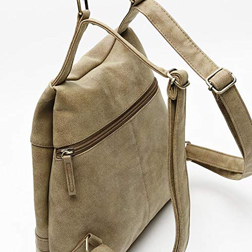 Misako - Mochila NILI Polipiel Efecto Antelina Camel | Mochila MSK Símil Piel