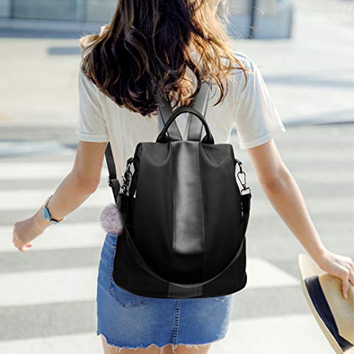 Miss Lulu Mochila Mujer Mochila Casual Mochilas Escolares de Nylon Impermeable Dayback antirrobo Bolsos duraderos de Las señoras (Negro)