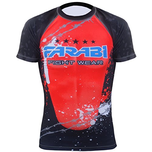 MMA Rash Guard Compression Top Gym Training Body Armour BJJ Base Layer by farabi (Large)