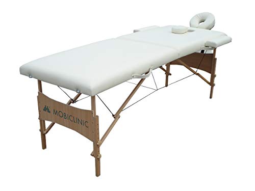 Mobiclinic, Light, Camilla fisioterapia plegable, Cama de Masaje, Reposacabezas, Masaje, Portátil, Madera, 186x60 cm, Crema