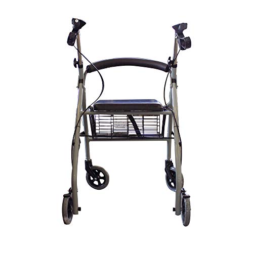 Mobiclinic, Modelo Alhambra, Rollator de 4 ruedas, Andador para minusválidos, mayores, adultos o ancianos, ayuda para caminar, aluminio, ligero, plegable, con asiento y 4 ruedas, gris