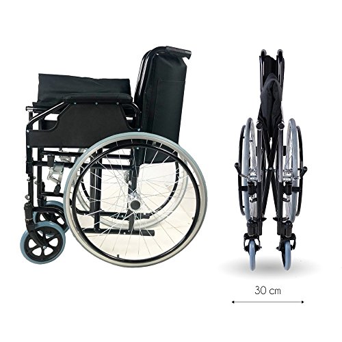 Mobiclinic, modelo Catedral, Silla de ruedas plegable, ortopédica, para minusválidos, manual, freno en manetas, reposapiés y reposabrazos extraíbles, color Negro, asiento, ultraligera