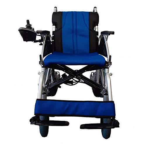 Mobiclinic, modelo Lyra, Silla de ruedas eléctrica, plegable, de aluminio, con motor, para discapacitados, minusválidos, ancianos, ortopedica, para mayores, autonomía 20 km, 24V, color Azul y Negro