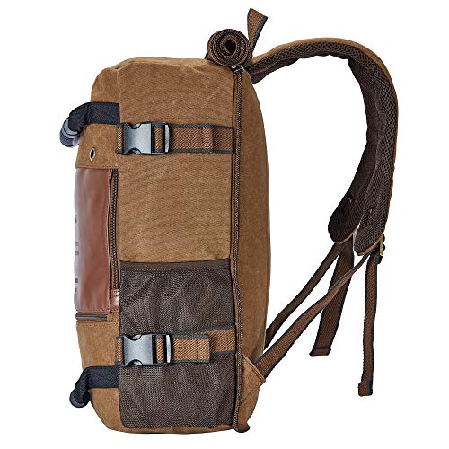 Mochila de Senderismo Piel al Aire Libre Mochila Excursion Multifuncional Bolsa Mochila para Hombre Mujer 22L (Caqui)