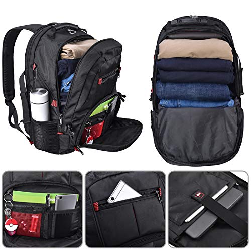 Mochila para Portátil Hombre 17.3 Pulgadas Impermeable Mochilas Puerto USB 17 Pulgadas Trabajo Ordenador Viaje Negocio Multifuncional Mochila Daypacks Negro 45L