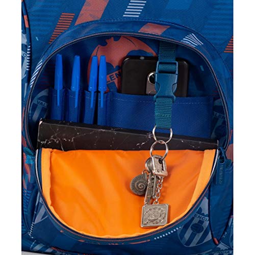 Mochila Valencia CF | Mochila Doble Compartimento Adaptable a Carro para Mochilas Escolares, Bolsillo Frontal y Compartimento Interior para Portatil o Tablet - Medidas 34 x 45,5 x 15 cm - Color Azul