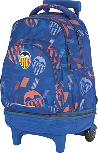 Mochila Valencia CF | Mochila Escolar con Ruedas, Mochila con Carrito Desmontable, Cremallera Metalica Gruesa y Bolsillo Interior para Portatil o Tablet - Medidas 34,5 x 44,5 x 23 cm - Color Azul