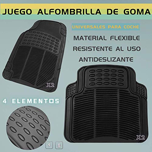 MODAUTO Juego Alfombrillas de Goma Universales para Coche 4 Elementos Negro G822BK