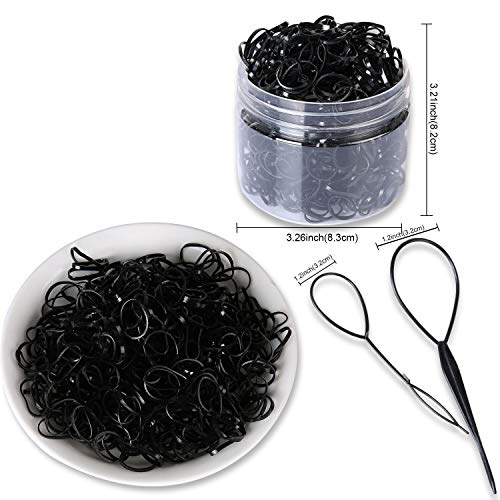 moinkerin 1000 Piezas Gomas Pelo Elástico Banda de Pelo Gomas de Pelo Pequeñas para Cabello de Niños, Trenzas, Peinado de Boda y Más (Negro)