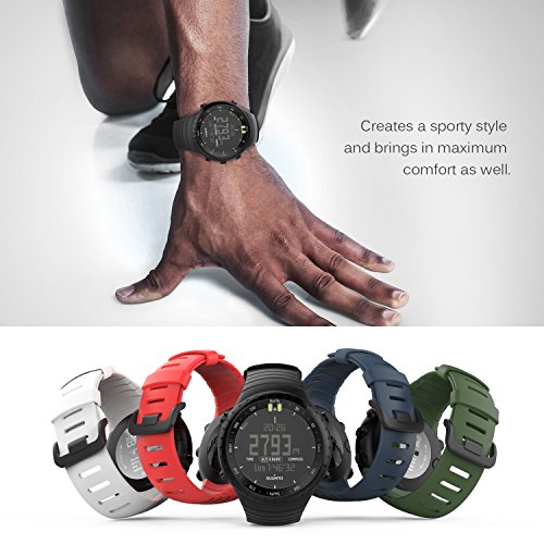 MoKo Banda de Reloj para Suunto Core, Clásico Reemplazo Suave Puño/Pulsera con Cierre de Metal para Suunto Core Smart Watch, se Ajusta a la Muñeca de 5.51 "-9.06" (140mm-230mm), Negro