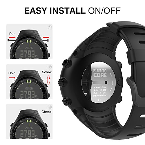 MoKo Banda de Reloj para Suunto Core, Clásico Reemplazo Suave Puño/Pulsera con Cierre de Metal para Suunto Core Smart Watch, se Ajusta a la Muñeca de 5.51 "-9.06" (140mm-230mm), Negro