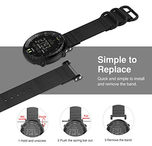 MoKo Pulsera para Suunto Core, Pulsera Deportivo de Reloj de Silicona, Pulsera Ajustable con Cierre de Clip - Negro