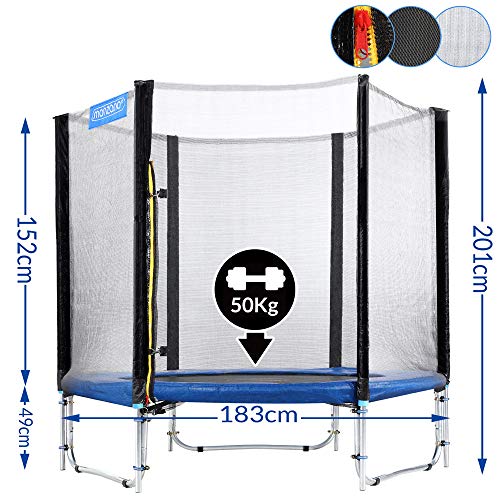 Monzana Trampolin Cama elástica Ø 183cm set completo incl.red de seguridad Cubierta de borde accesorios Trampolín niños