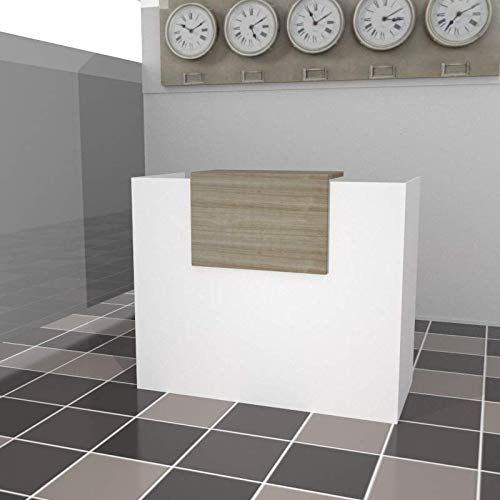 MOSTRADOR LAMINADO DE 25mm DE GROSOR DE 120X105X50CM CON COSTADO. FABRICADO EN ESPAÑA. ENVIO A PENÍNSULA (BLANCO-ROBLE) ENTREGA DE 3 A 5 DIAS HABILES.