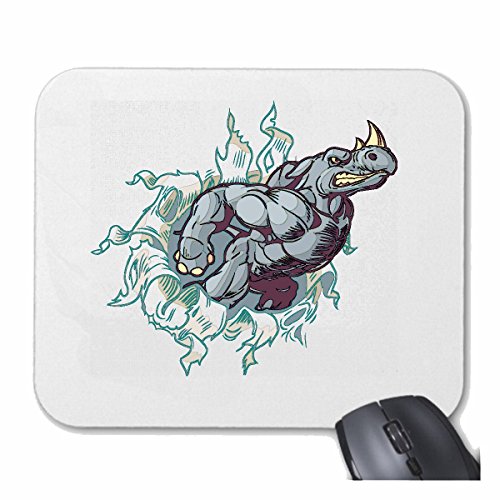 Mousepad alfombrilla de ratón Mighty Med RINOCERONTE RINOCERONTE RHINOZEROSS Unpaarhufer Spitzmaulnashorn para su portátil, ordenador portátil o PC de Internet (con Windows Linux, etc.) en White