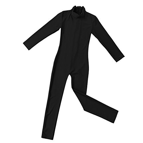 MSemis Maillot Entero de Ballet Gimnasia para Niños Niñas Mono Completo Danza Leotardo Clásico Manga Larga Jumpsuit Yoga Deporte Negro 10-12 Años