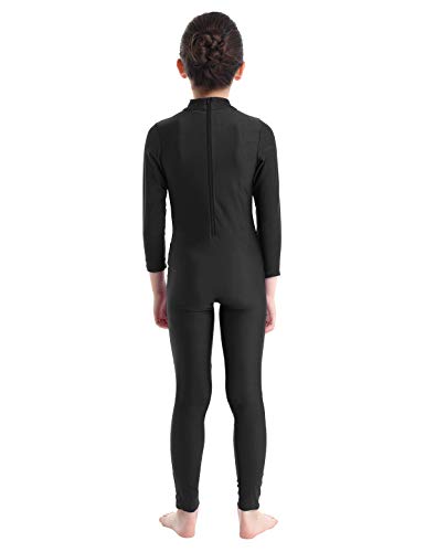 MSemis Maillot Entero de Ballet Gimnasia para Niños Niñas Mono Completo Danza Leotardo Clásico Manga Larga Jumpsuit Yoga Deporte Negro 10-12 Años