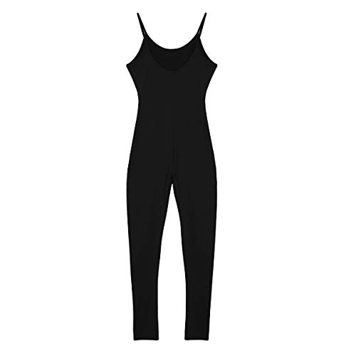 MSemis Mono de Gimnasia Maillot Entero Danza para Mujer Body Completo Tirantes Unitard Leotardo Body Baile Yoga Traje Bailarina Una Pieza Pole Dance Negro X-Large