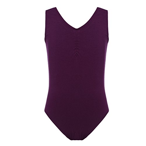 MSemis Vestido Danza Ballet para Niñas Maillot Gimnasia Rítmica con Falda Cruzada Removible Body Bailarina Infantil Leotardo Básico Ropa Práctica Danza Morado 10-12 Años