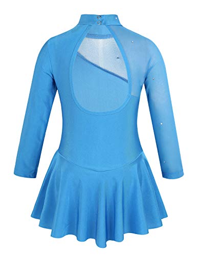 MSemis Vestido de Patinaje Artistico para Niñas Maillot Tutú Princesa de Danza Ballet Leotardo Gimnasia Ritmica con Falda Plisada Body de Bailar Azul 12 años