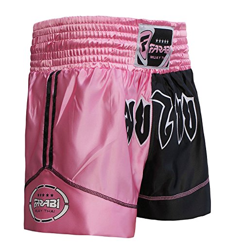 Muay Thai Boxing Kick Boxing Martial Arts Shorts Pink Black Shorts (Medium)