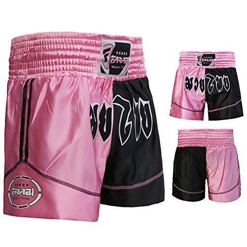 Muay Thai Boxing Kick Boxing Martial Arts Shorts Pink Black Shorts (Small)