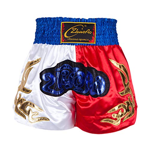 Muay Thai Fight Shorts MMA Kick Boxing Grappling Martial Arts Combat Shorts Gimnasio Entrenamiento Entrenamiento Azul Satinado/Amarillo/Negro Shorts Azul M