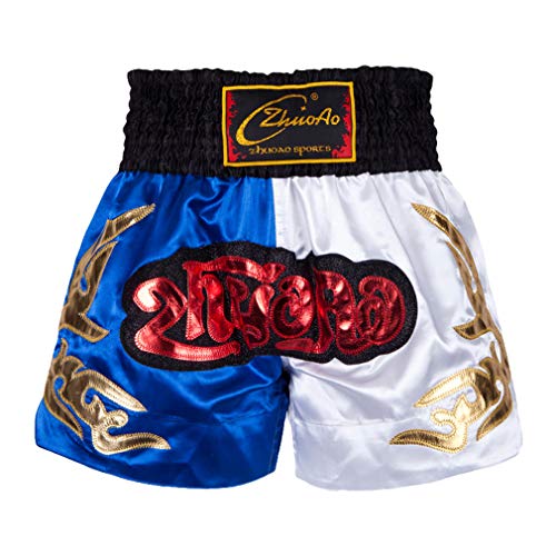 Muay Thai Fight Shorts MMA Kick Boxing Grappling Martial Arts Combat Shorts Gimnasio Entrenamiento Entrenamiento Azul Satinado/Amarillo/Negro Shorts Negro M