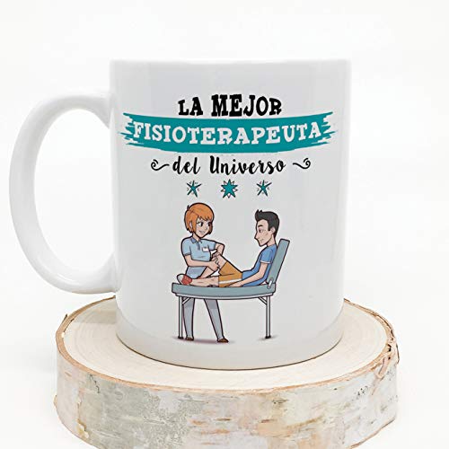 MUGFFINS fisioterapeuta. Tazas Originales de café y Desayuno para Regalar a Trabajadores Profesionales - Esta Taza Pertenece a la Mejor Fisioterapeuta del Universo - Cerámica 350 ml