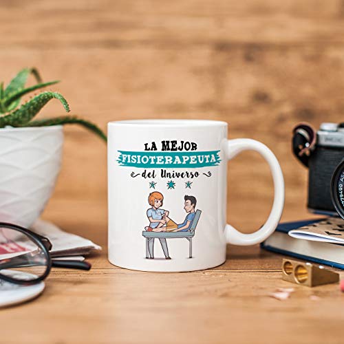 MUGFFINS fisioterapeuta. Tazas Originales de café y Desayuno para Regalar a Trabajadores Profesionales - Esta Taza Pertenece a la Mejor Fisioterapeuta del Universo - Cerámica 350 ml