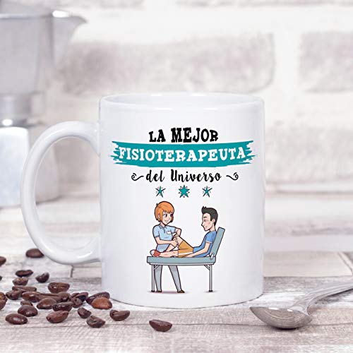 MUGFFINS fisioterapeuta. Tazas Originales de café y Desayuno para Regalar a Trabajadores Profesionales - Esta Taza Pertenece a la Mejor Fisioterapeuta del Universo - Cerámica 350 ml