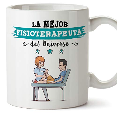 MUGFFINS fisioterapeuta. Tazas Originales de café y Desayuno para Regalar a Trabajadores Profesionales - Esta Taza Pertenece a la Mejor Fisioterapeuta del Universo - Cerámica 350 ml