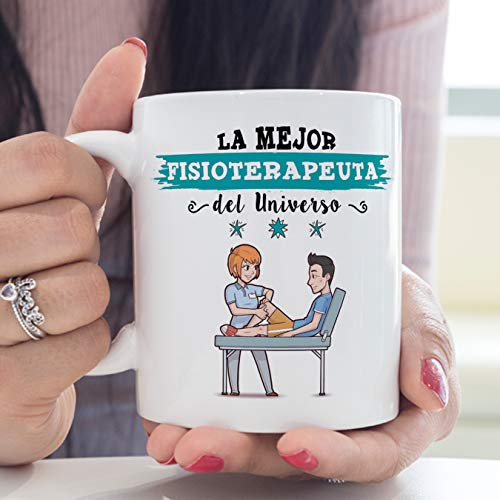 MUGFFINS fisioterapeuta. Tazas Originales de café y Desayuno para Regalar a Trabajadores Profesionales - Esta Taza Pertenece a la Mejor Fisioterapeuta del Universo - Cerámica 350 ml