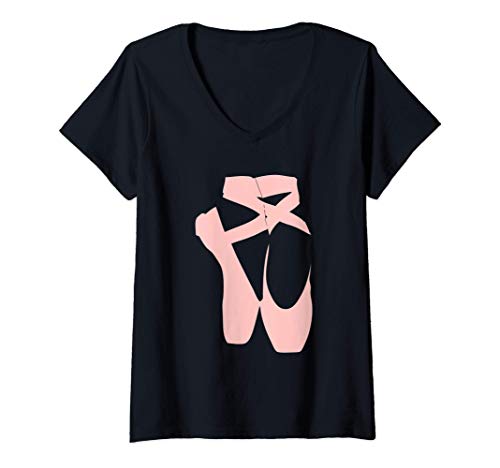 Mujer Bailarina De Ballet Zapatilla De Punta Bailarina Bailando Camiseta Cuello V