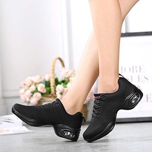 Mujer Dance Fitness Sneakers Aumento Entrenadores Transpirables Fondo Ligero Antideslizante Resistente Desgaste Zapatos Baile Moderno