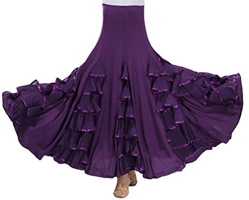 Mujer Gasa Largo Falda de Gypsy Tribal Danza del Vientre Elástica Profesional Oriental árabe Talla única Morado