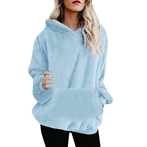 Mujer Sudadera Caliente y Esponjoso Tops Chaqueta Suéter Abrigo Jersey Mujer Otoño-Invierno Talla Grande Hoodie Sudadera con Capucha riou