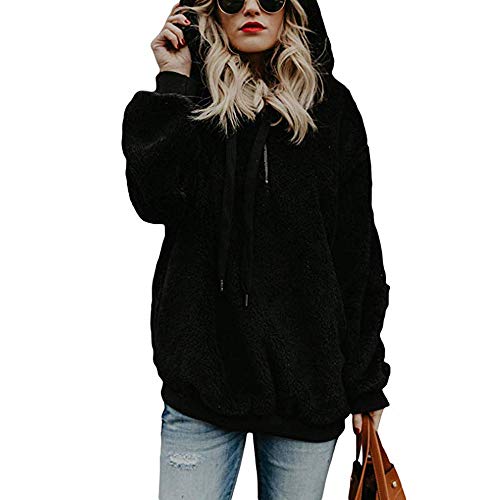 Mujer Sudadera Caliente y Esponjoso Tops Chaqueta Suéter Abrigo Jersey Mujer Otoño-Invierno Talla Grande Hoodie Sudadera con Capucha riou