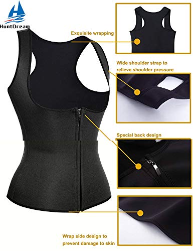 Mujeres Neopreno Sauna Sudor Cintura Trainer Chaleco para Perder Peso Gimnasio Entrenamiento Body Shaper Camiseta sin Mangas con Cremallera