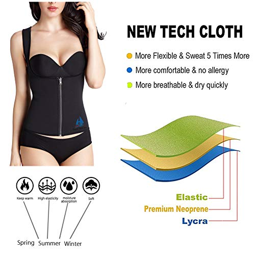 Mujeres Neopreno Sauna Sudor Cintura Trainer Chaleco para Perder Peso Gimnasio Entrenamiento Body Shaper Camiseta sin Mangas con Cremallera