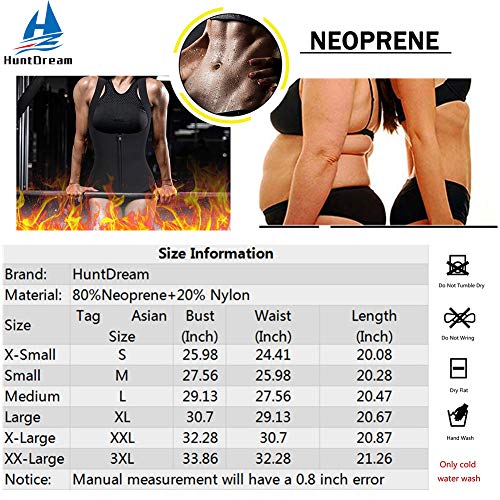 Mujeres Neopreno Sauna Sudor Cintura Trainer Chaleco para Perder Peso Gimnasio Entrenamiento Body Shaper Camiseta sin Mangas con Cremallera